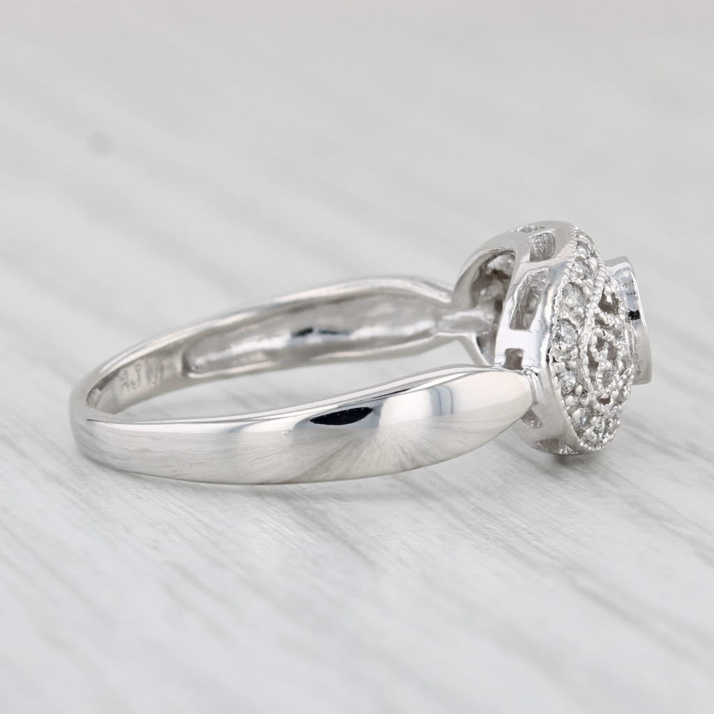 Light Gray Vintage 0.18ctw Diamond Filigree Ring 14k White Gold Size 7.25 Engagement