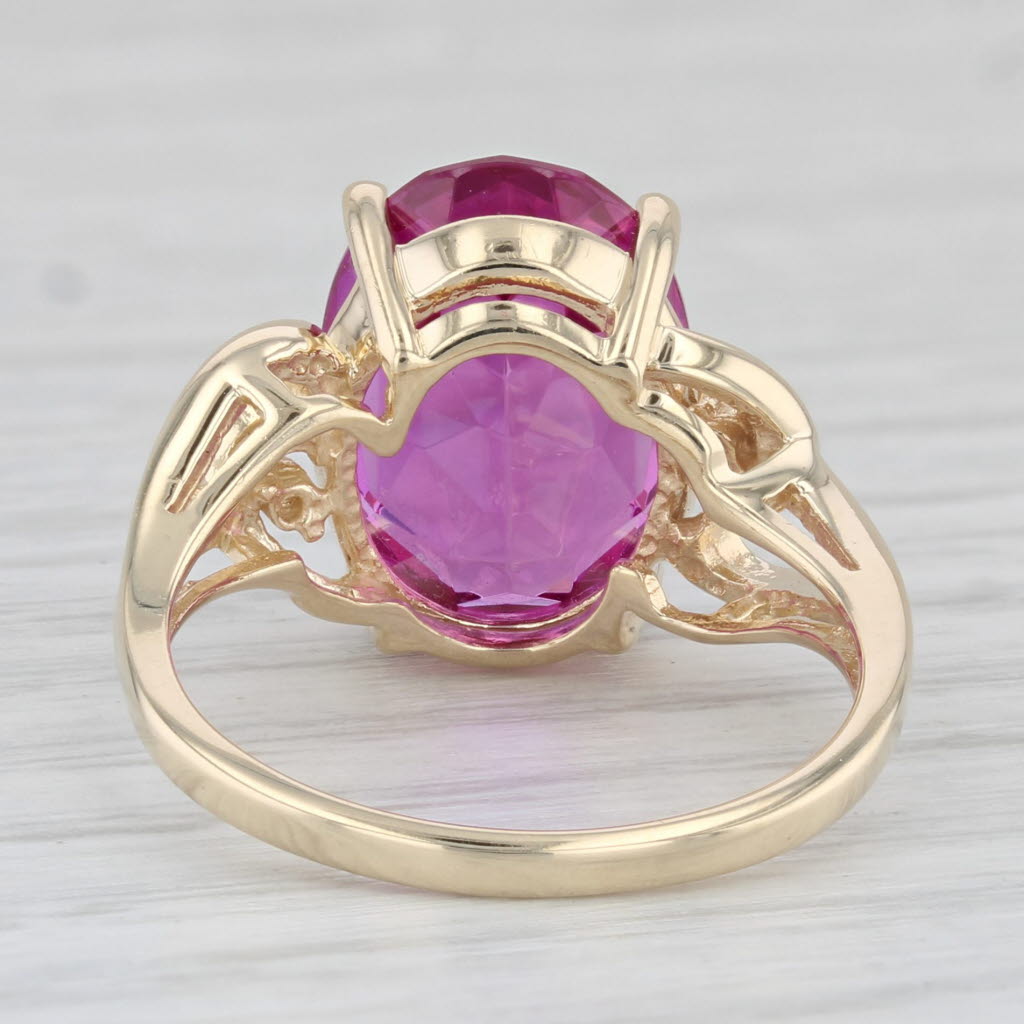 Light Gray 8ct Pink Lab Created Sapphire Ring 14k Yellow Gold Size 7 Oval Solitaire