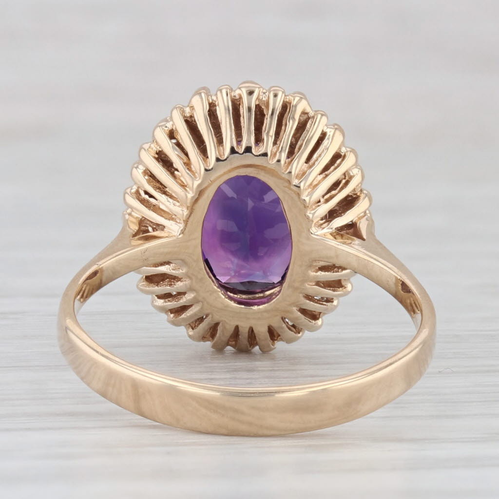 Light Gray 2.62ctw Oval Amethyst Diamond Halo Ring 14k Yellow Gold Size 7.25