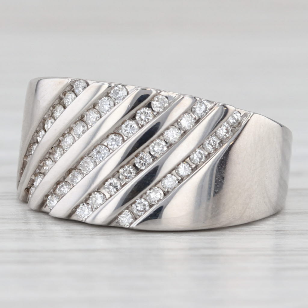 Light Gray 0.50ctw Diamond Rows Ring 14k White Gold Size 9