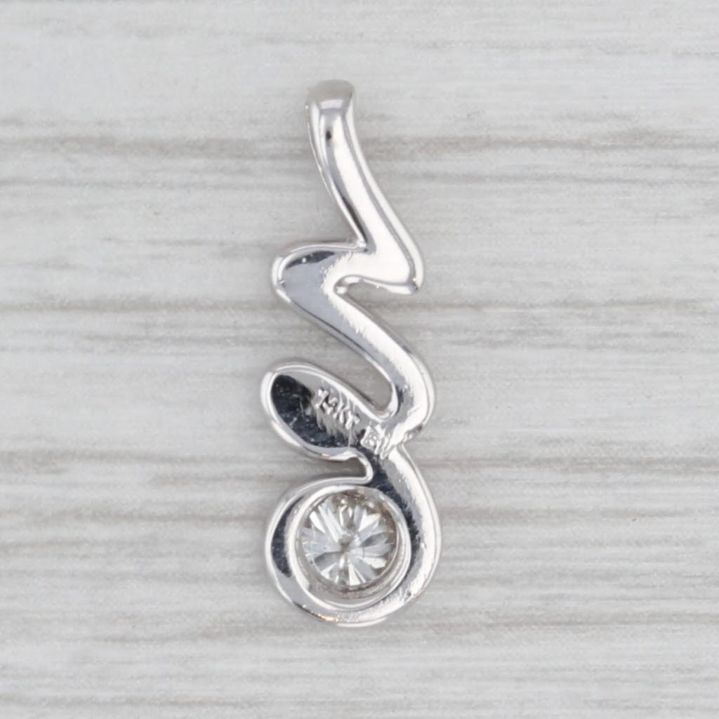 Light Gray 0.30ct Diamond Solitaire Swirl Pendant 14k White Gold