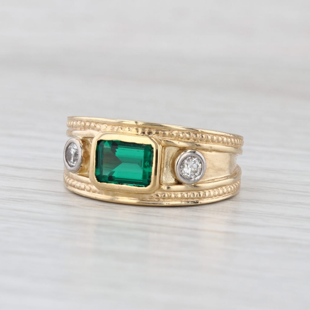 1.94ctw Lab Created Emerald Diamond Ring 14k Yellow Gold Size 7.5 Man's