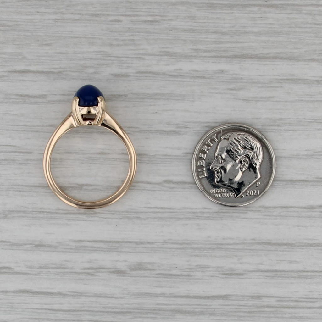Linde Lab Created Star Sapphire Ring 14k Yellow Gold Size 5.75 Oval Cabochon