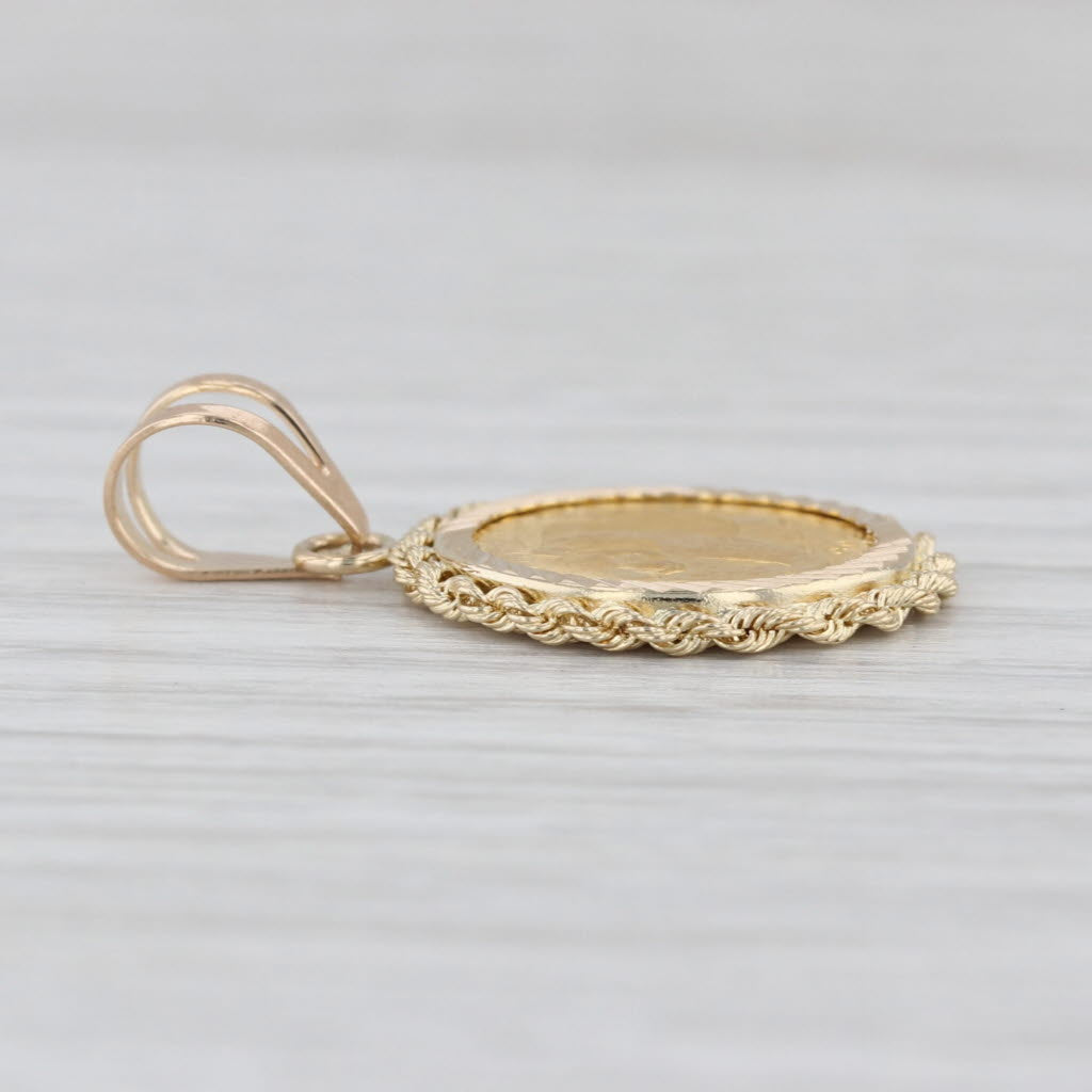 2002 Chinese Panda Coin Pendant 14k 1/20oz 24k Fine Yellow Gold 20 Yuan