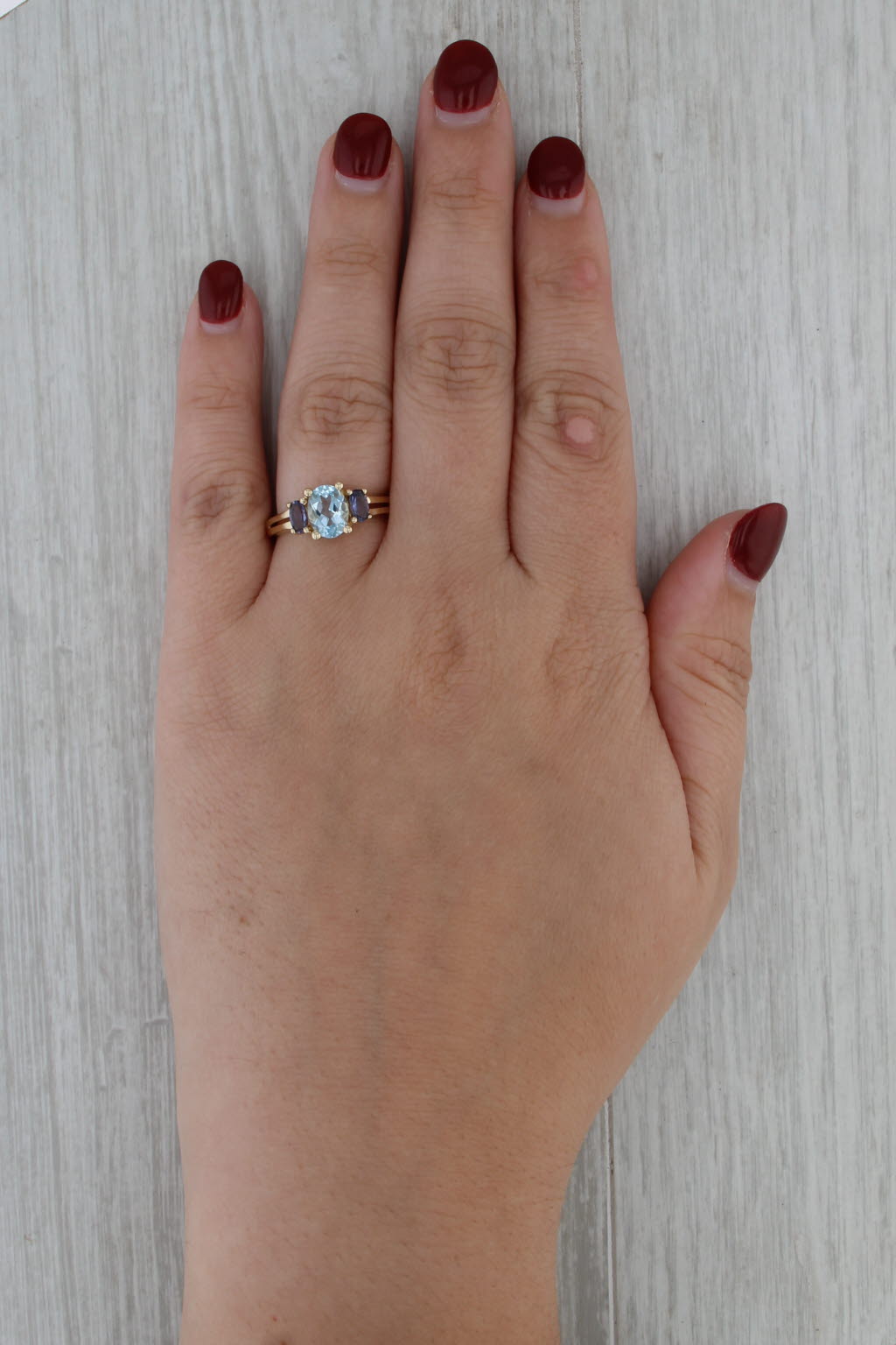 1.42ctw Aquamarine Iolite Ring 14k Yellow Gold Size 7