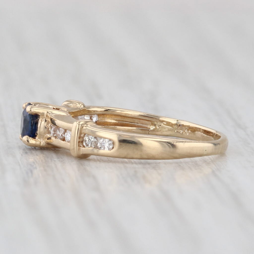 Light Gray 0.35ctw Blue Sapphire Diamond Ring 14k Yellow Gold Size 3.25