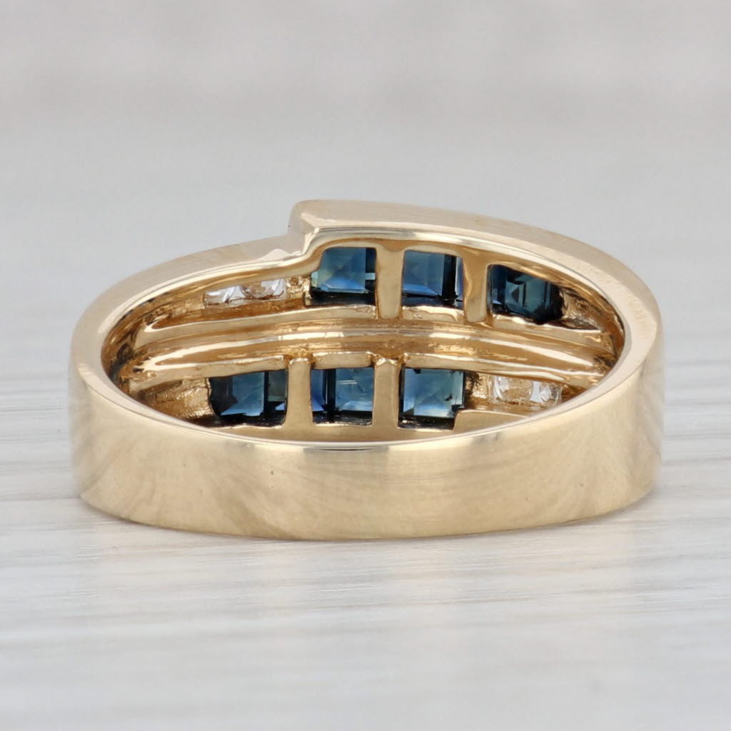 Gray 1.08ctw Blue Sapphire Diamond Ring 14k Yellow Gold Size 7.5 Band