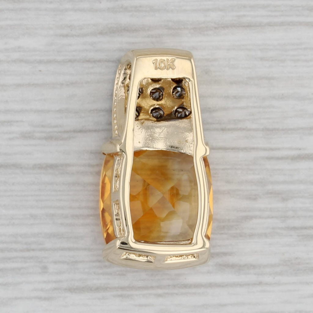 Gray 4.73ctw Citrine Diamond Pendant 10k Yellow Gold