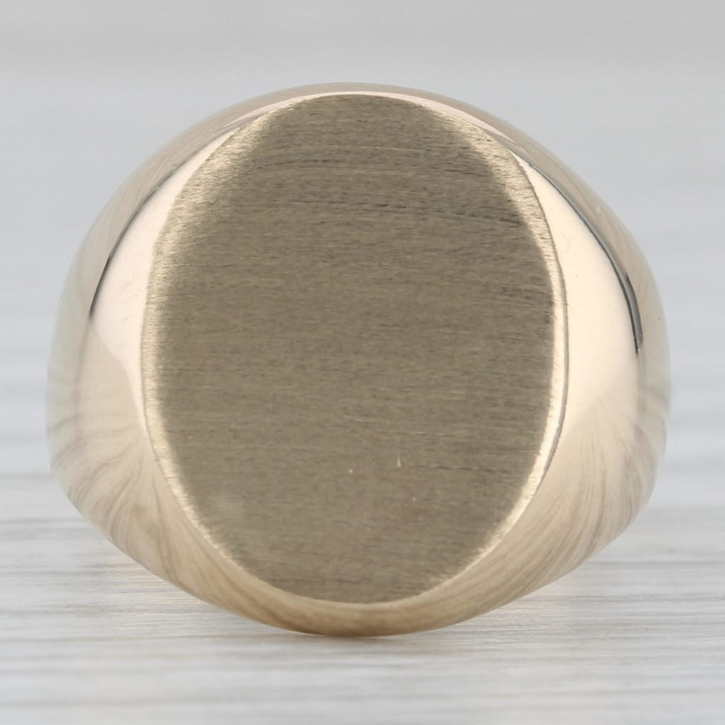 Gray Engravable Oval Signet Ring Brushed 10k Yellow Gold Size 7.5