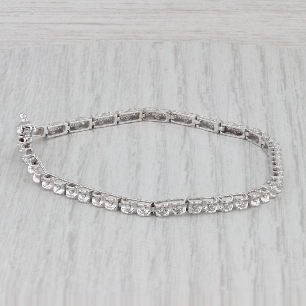 Gray 0.25ctw Diamond Tennis Bracelet 10k White Gold 7.25" 2.7mm