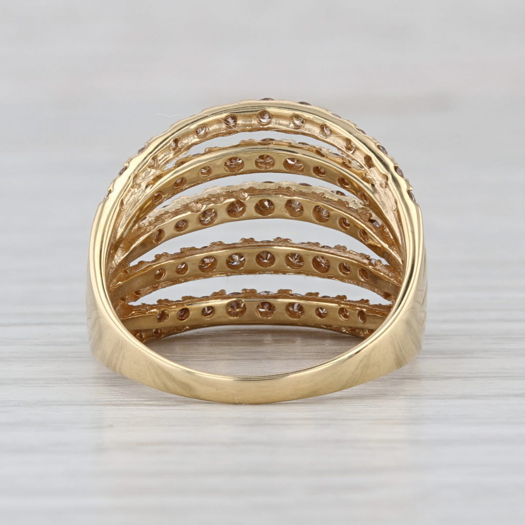 2ctw Champagne Diamond Multiband Ring 18k Yellow Gold Size 8.5 Cocktail