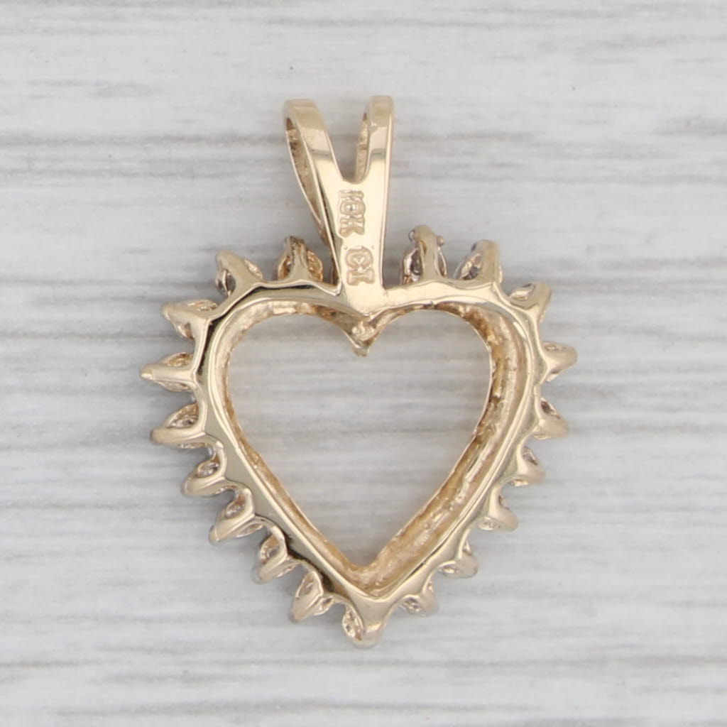 Gray 0.18ctw Diamond Framed Heart Pendant 10k Yellow Gold