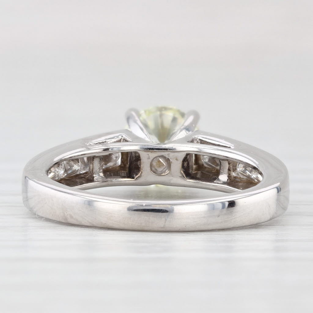 Light Gray 1.69ctw Round Diamond Engagement Ring 14k White Gold Size 5.5 Cathedral Band