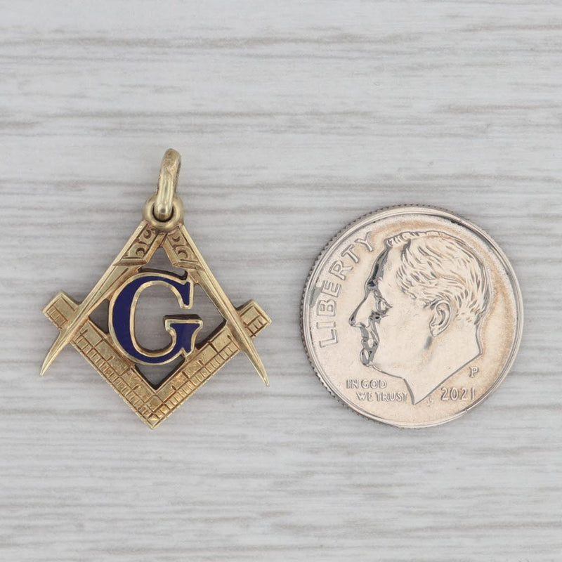 Antique Masonic Pendant Fob Square Compass Blue Lodge 14k Gold