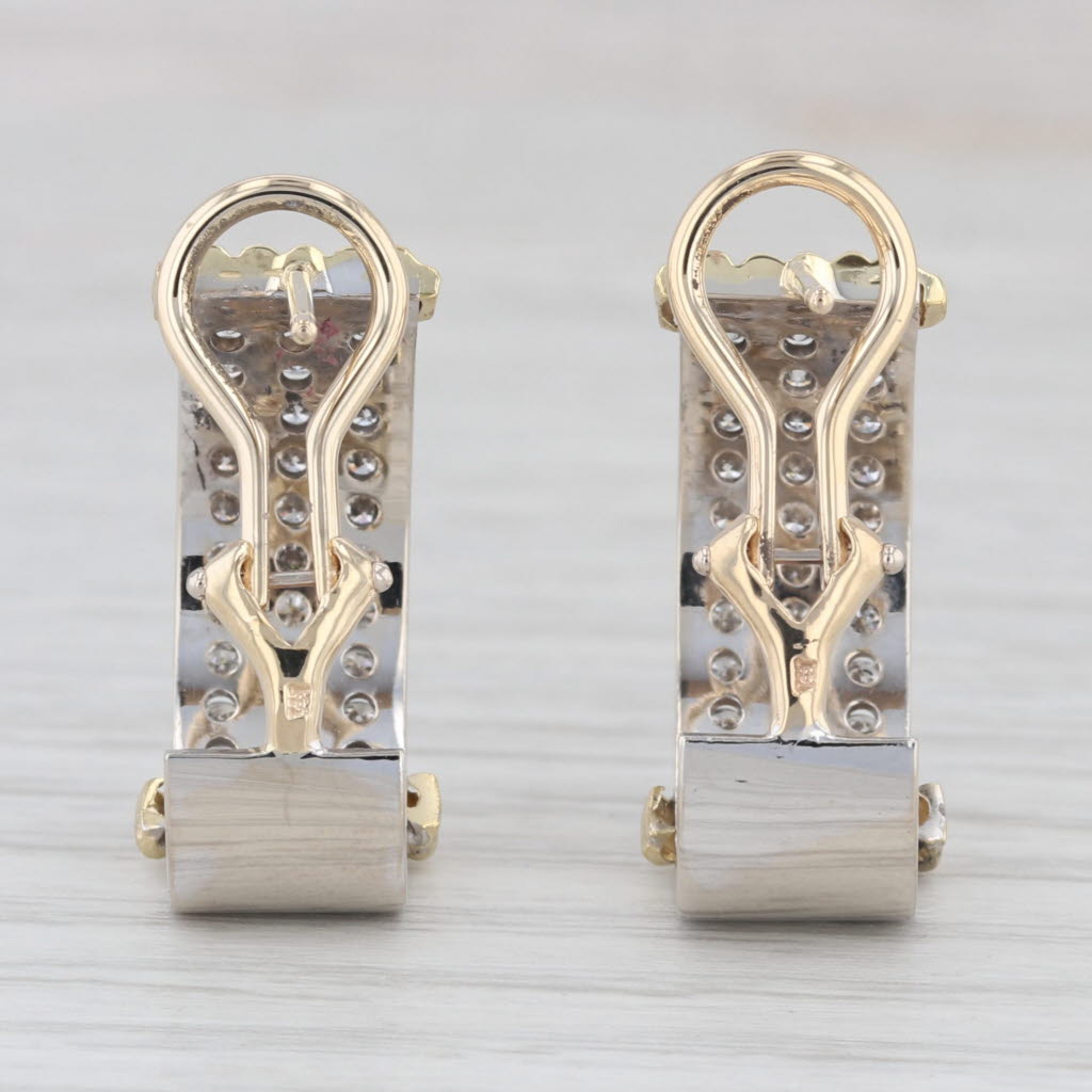 Light Gray 1.20ctw Diamond Journey J-Hook Earrings 14k White Yellow Gold Omega Backs