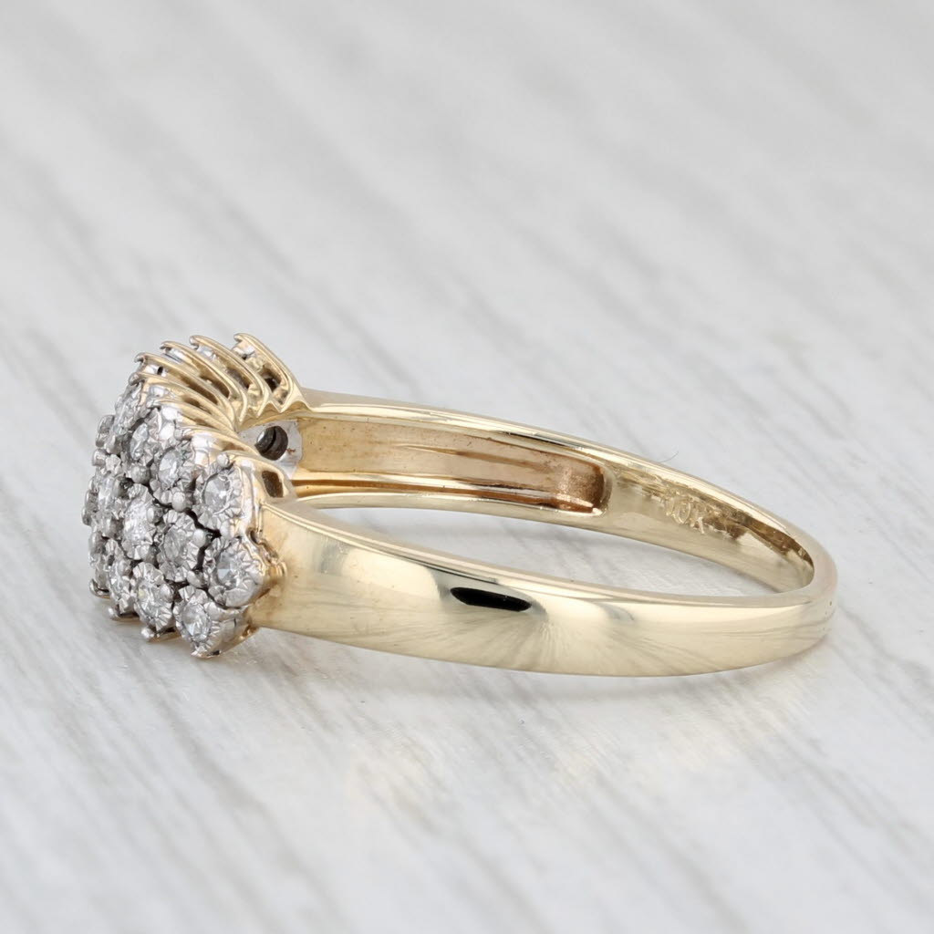 Light Gray 0.20ctw Diamond Cluster Ring 10k Yellow Gold Size 8.5 Wedding