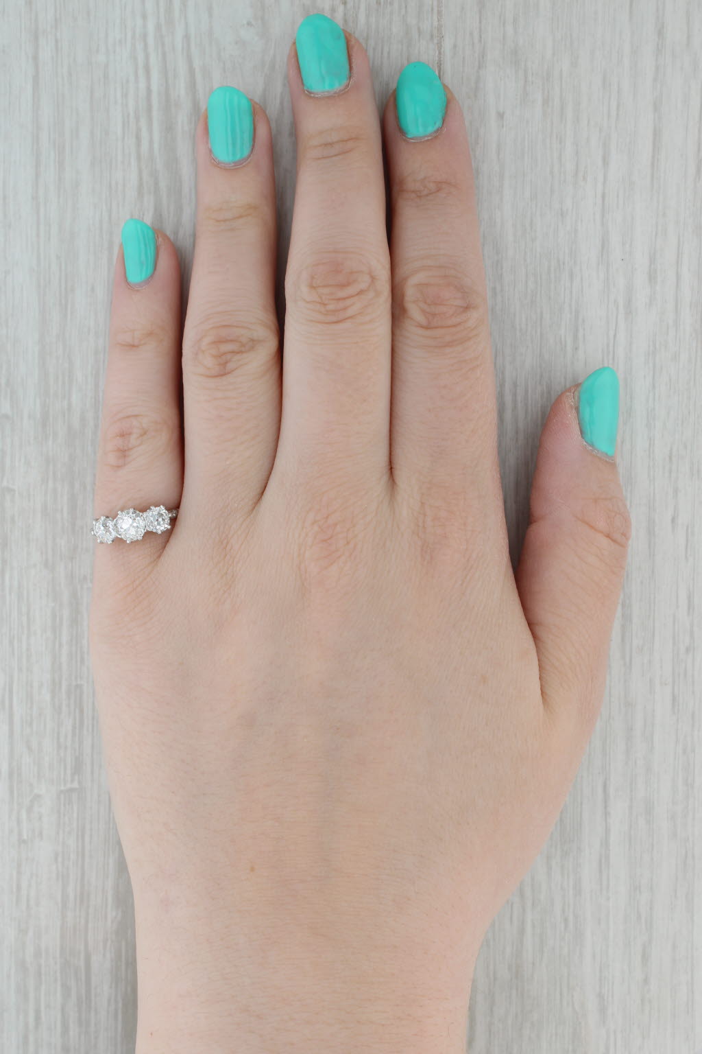 Dark Gray 1.91ctw Diamond Round 3-Stone 14k White Gold Size 6.25 Engagement