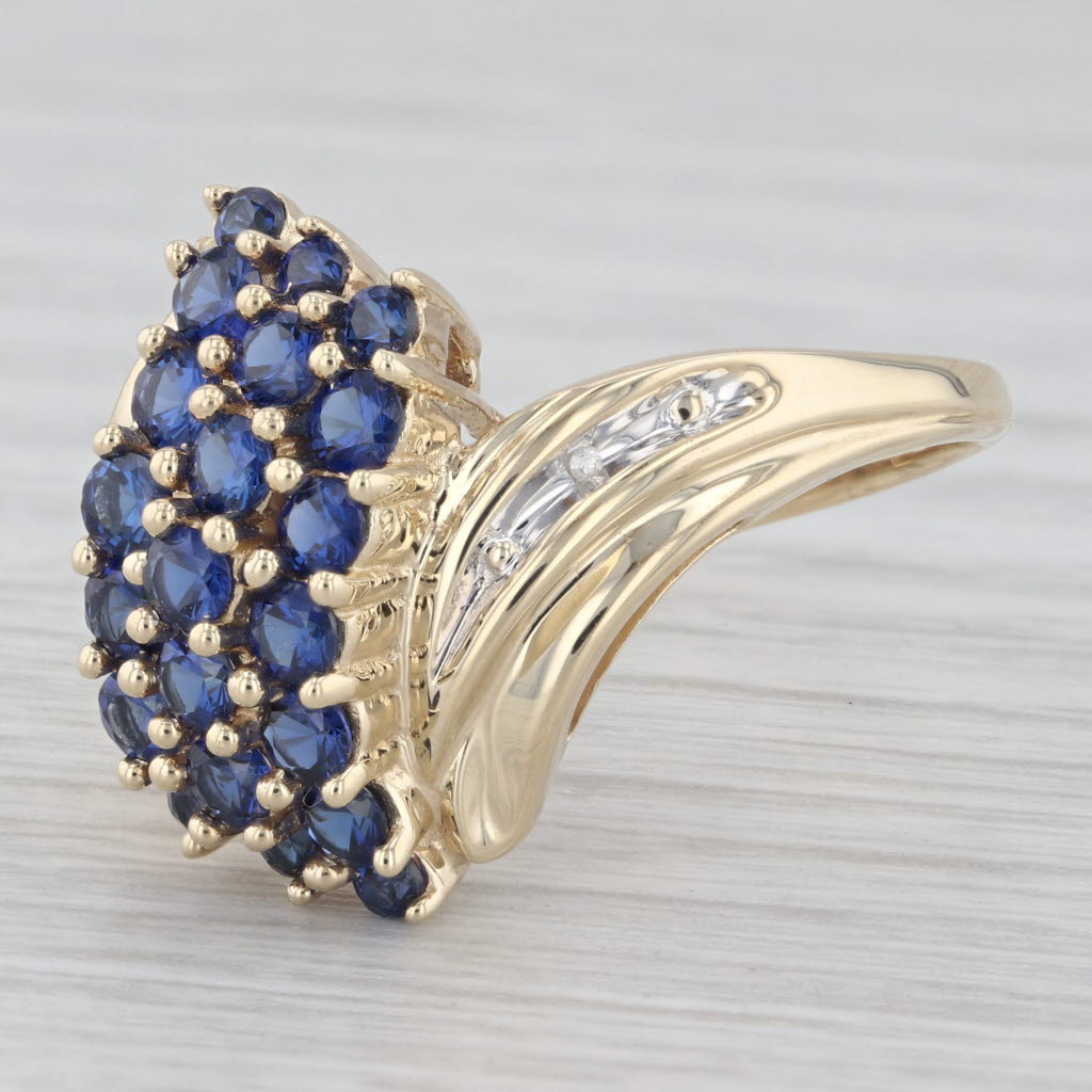 Light Gray 1.60tw Lab Created Blue Sapphire Cluster Ring 10k Yellow Gold Size 10 Bypass