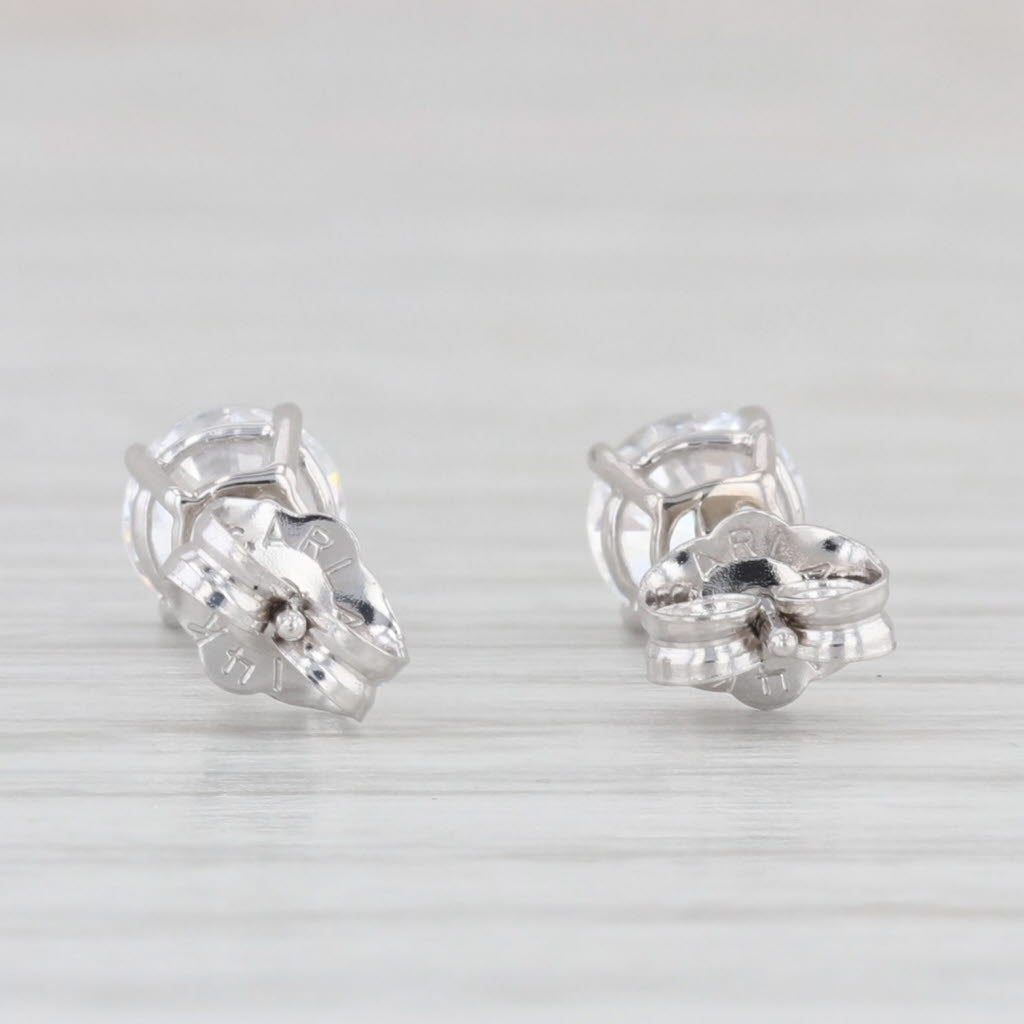 Light Gray 0.90ctw Cubic Zirconia Round Solitaire Stud Earrings 14k White Gold