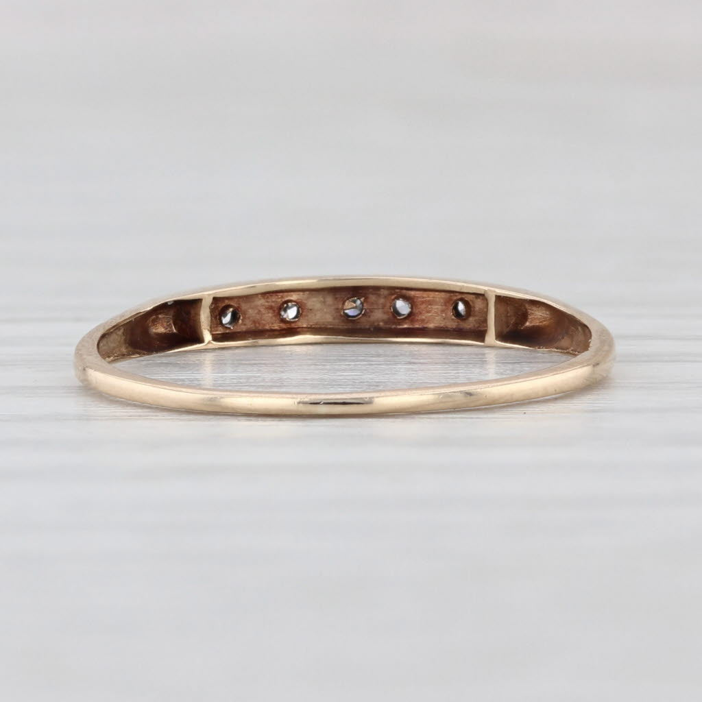 Vintage Diamond Wedding Band 14k Gold Stackable Thin Ring Size 6.75