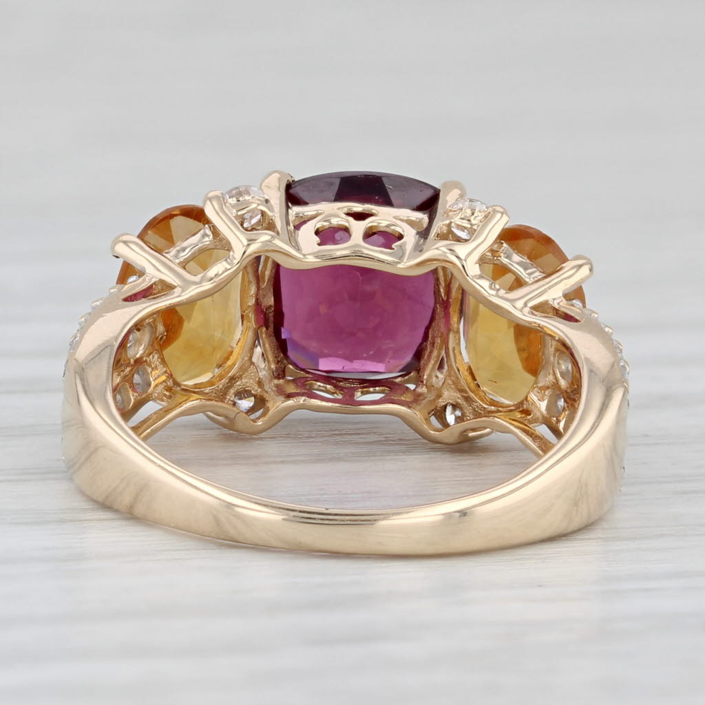 Light Gray 4.18ctw Garnet Citrine Diamond Ring 14k Yellow Gold Size 5