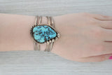 Vintage Native American Turquoise Cuff Bracelet Sterling Silver Statement 6.25"