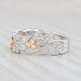 Light Gray New Floral Diamond Ring 14k White Yellow Gold Size 6.75 Wedding Stackable Band