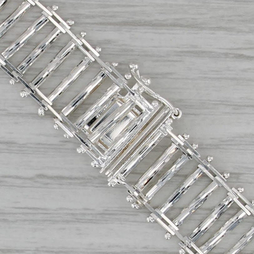 Milor Italy Bar Link Statement Necklace Sterling Silver 17" 16mm