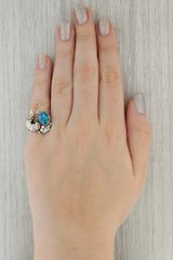 Blue Turquoise Vintage Native American Ring Sterling Silver Size 6 Statement