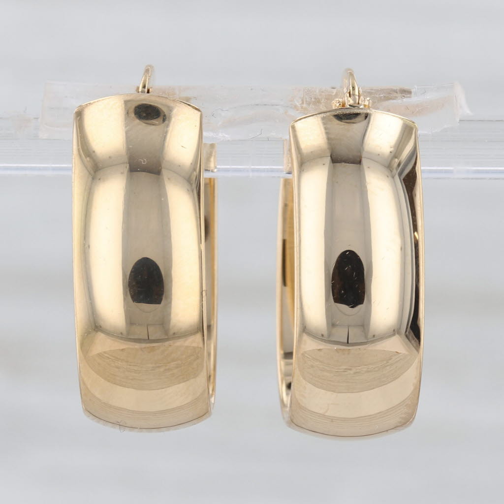 Oval Hoop Earrings 18k Yellow Gold Snap Top Milor Italy Snap Top Hoops