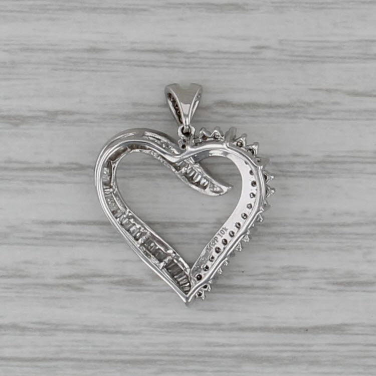 0.55ctw Diamond Open Heart Pendant 10k White Gold Drop