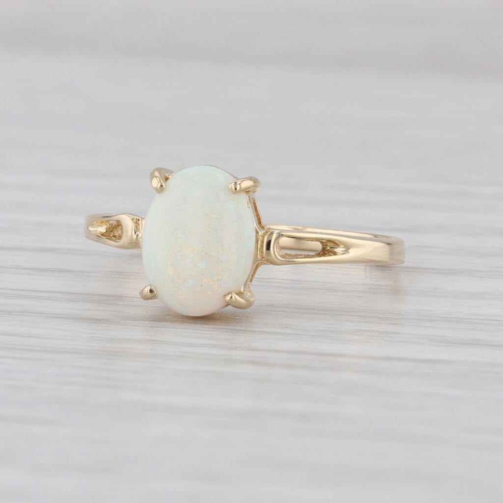 Oval Opal Cabochon Solitaire Ring 14k Yellow Gold Size 7.25