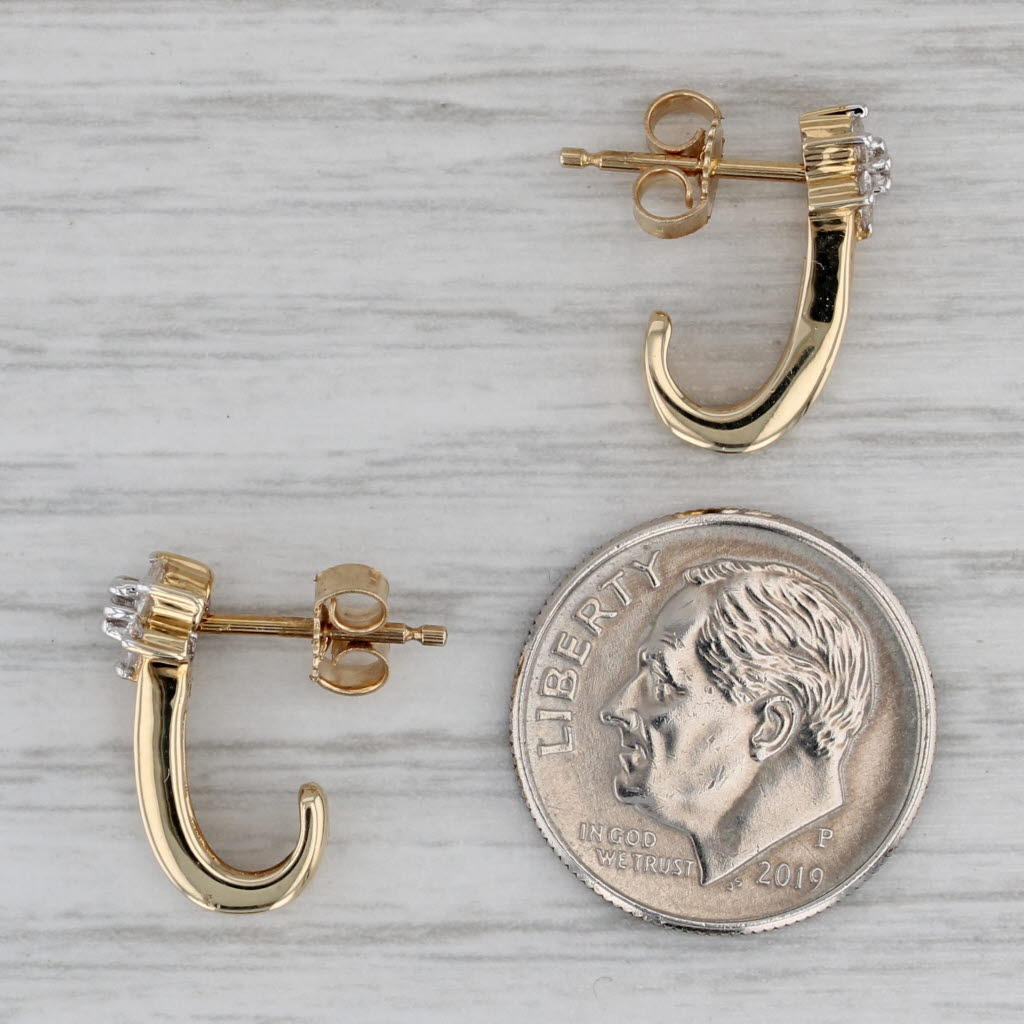 Gray New Diamond J-Hook Earrings 14k Yellow Gold