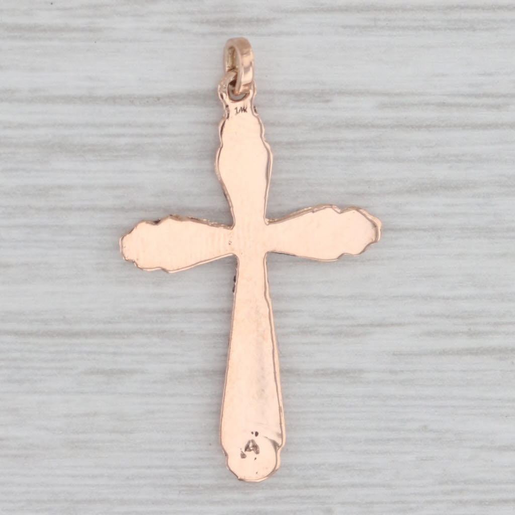 Light Gray Rose Gold Tapering Cross Pendant 14k Charm