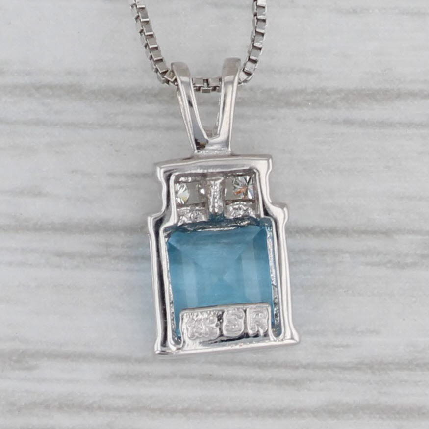 Gray 0.83ctw Blue Topaz Diamond Pendant Necklace 14k White Gold 18" Box Chain