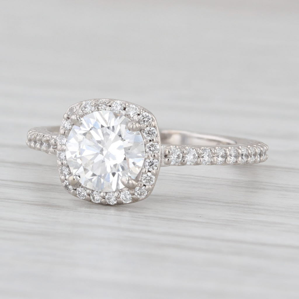 1.33ctw Lab Grown Diamond Halo Engagement Ring 14k White Gold Size 6 IGI