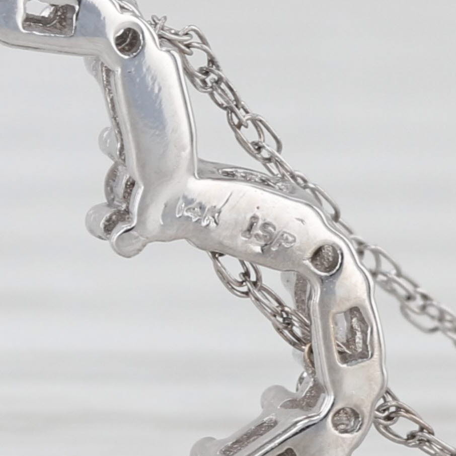 0.23ctw Diamond Open Heart Pendant Necklace 14k White Gold 18.25" Rope Chain