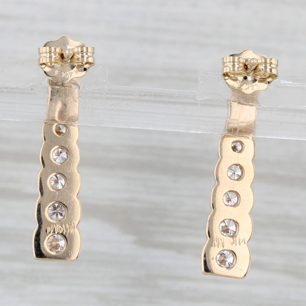 Gray 0.46ctw Graduated Diamond Journey Earrings 14k Yellow Gold Drops