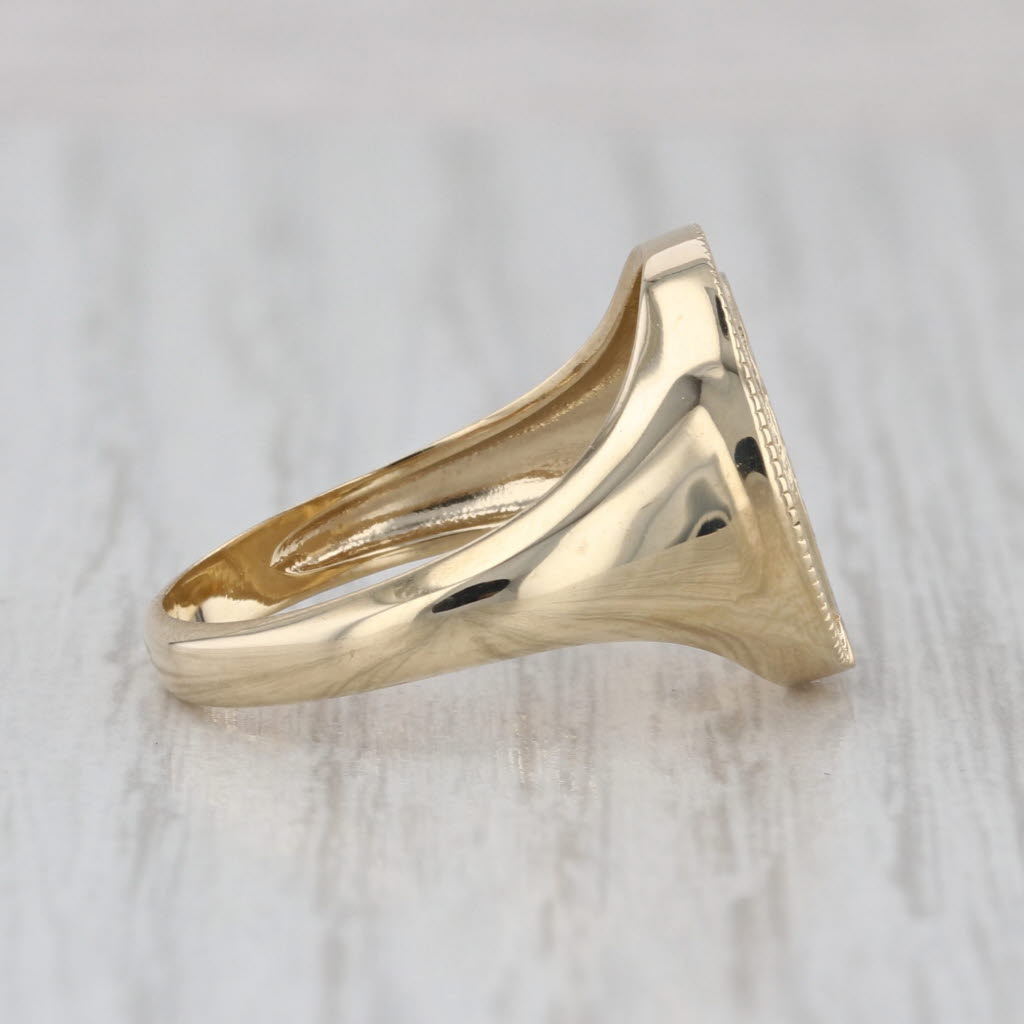 Tree of Life Signet Ring 14k Yellow Gold Size 7.25