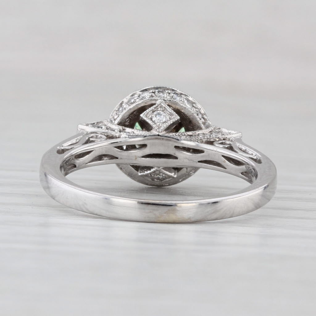 0.85ctw Demantoid Garnet Diamond Halo Ring 18k White Gold Size 7.75 Engagement