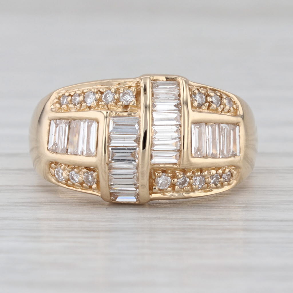 0.98ctw Diamond Geometric Ring 14k Yellow Gold Size 6.75-7