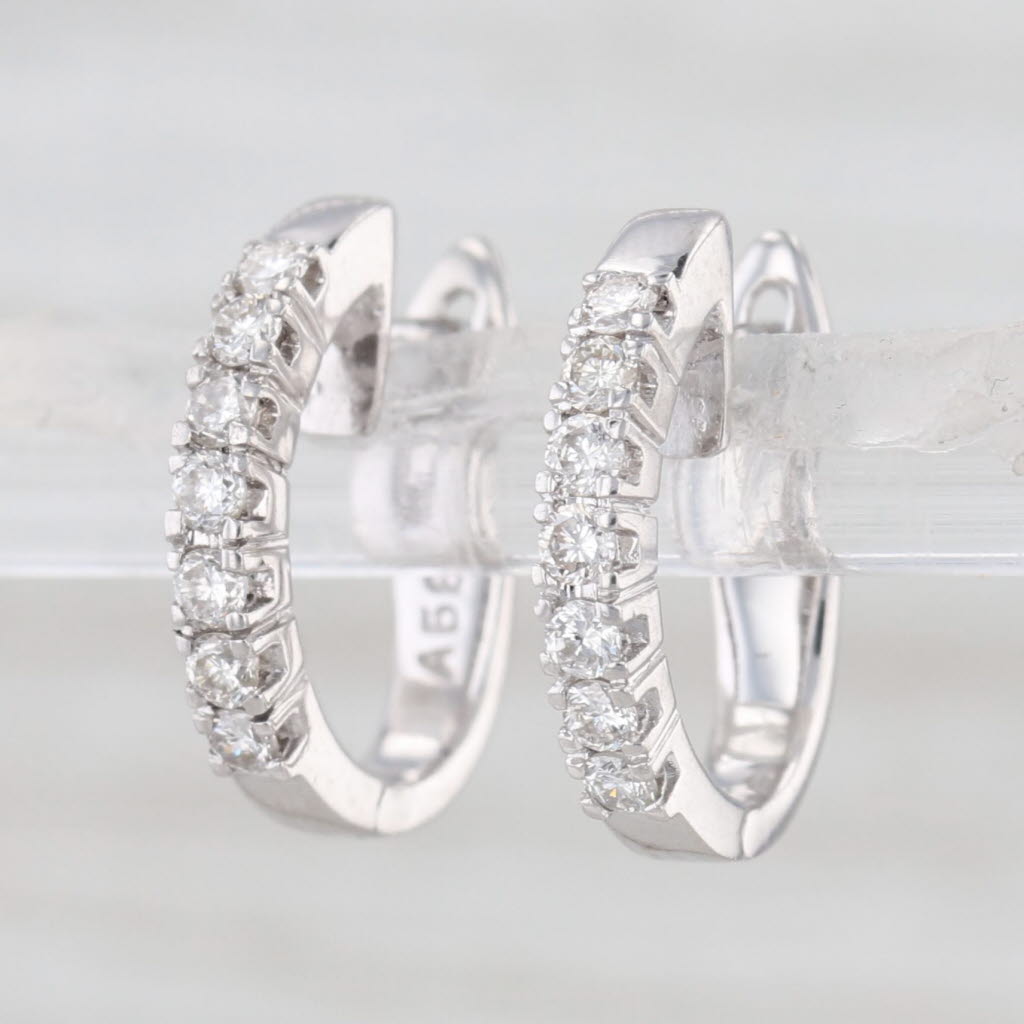 0.37ctw Diamond Hoop Earrings 18k White Gold Lever Backs Drops