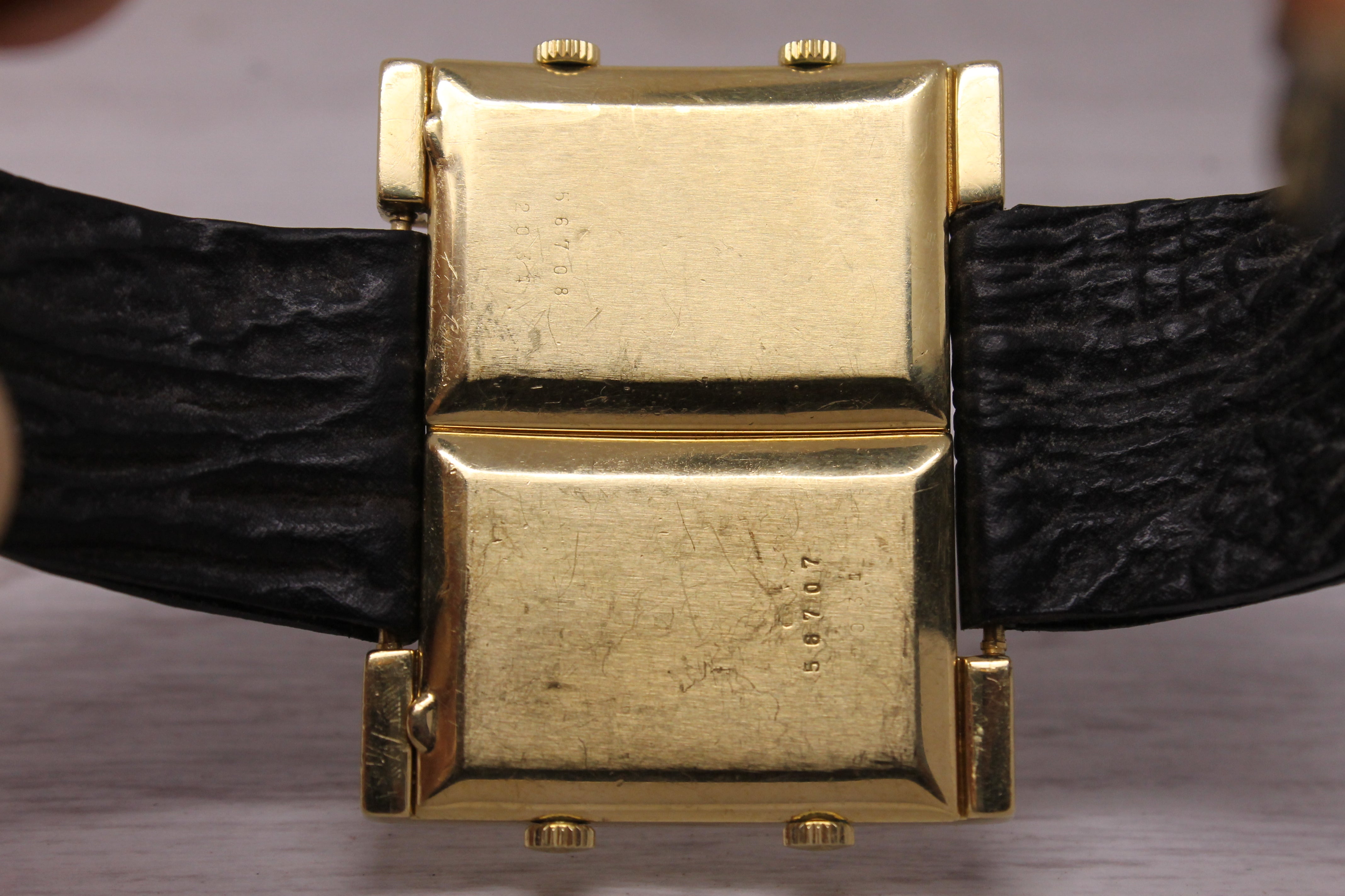 Vintage 1970s Chopard 4 Time Zone 18k Yellow Gold Mens Watch w Cartier Deployant
