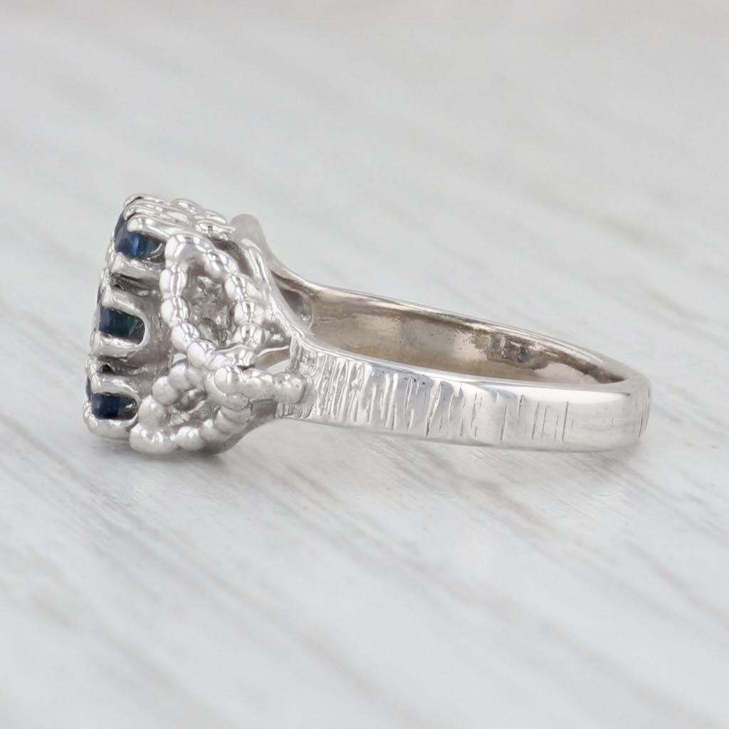 Light Gray 0.30ctw Blue Sapphire Cluster Ring 10k White Gold Size 3.25