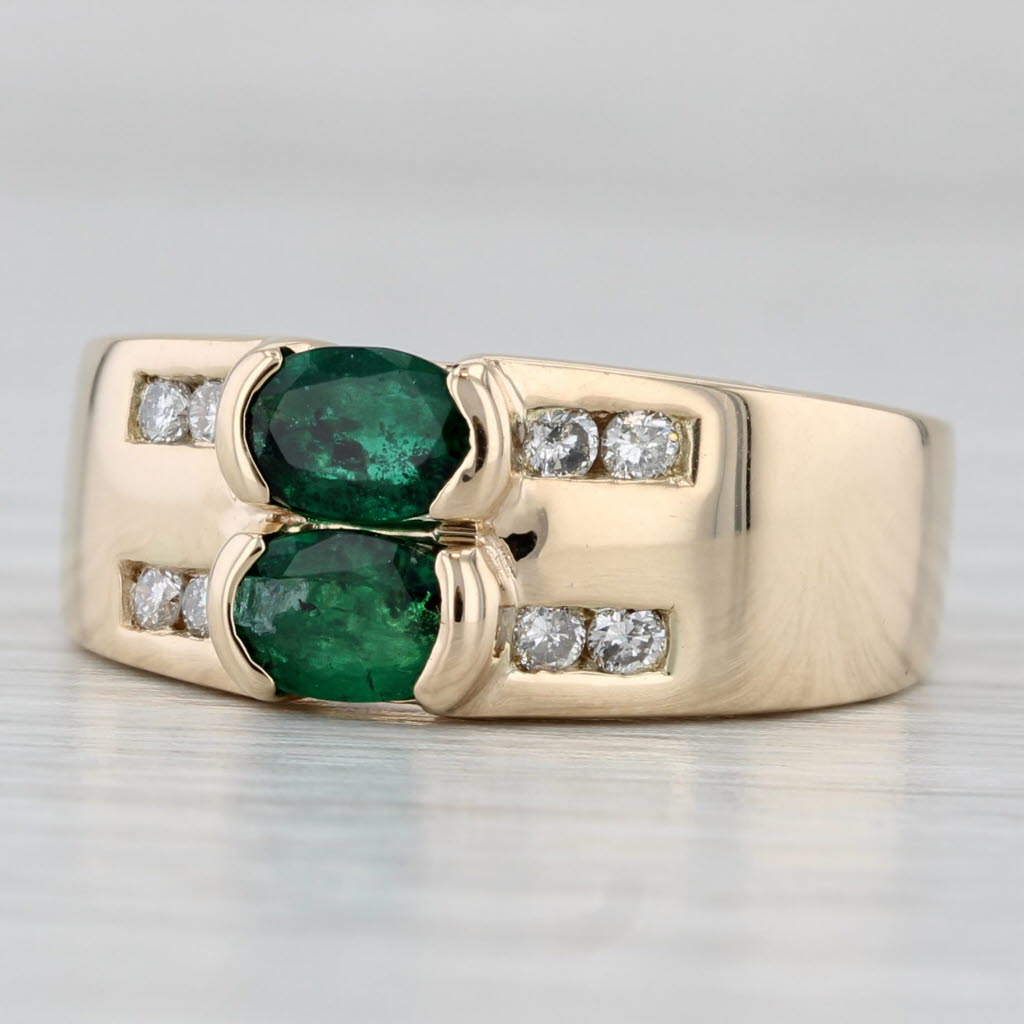 Light Gray 1.10ctw Emerald Diamond Ring 14k Yellow Gold Size 7.5