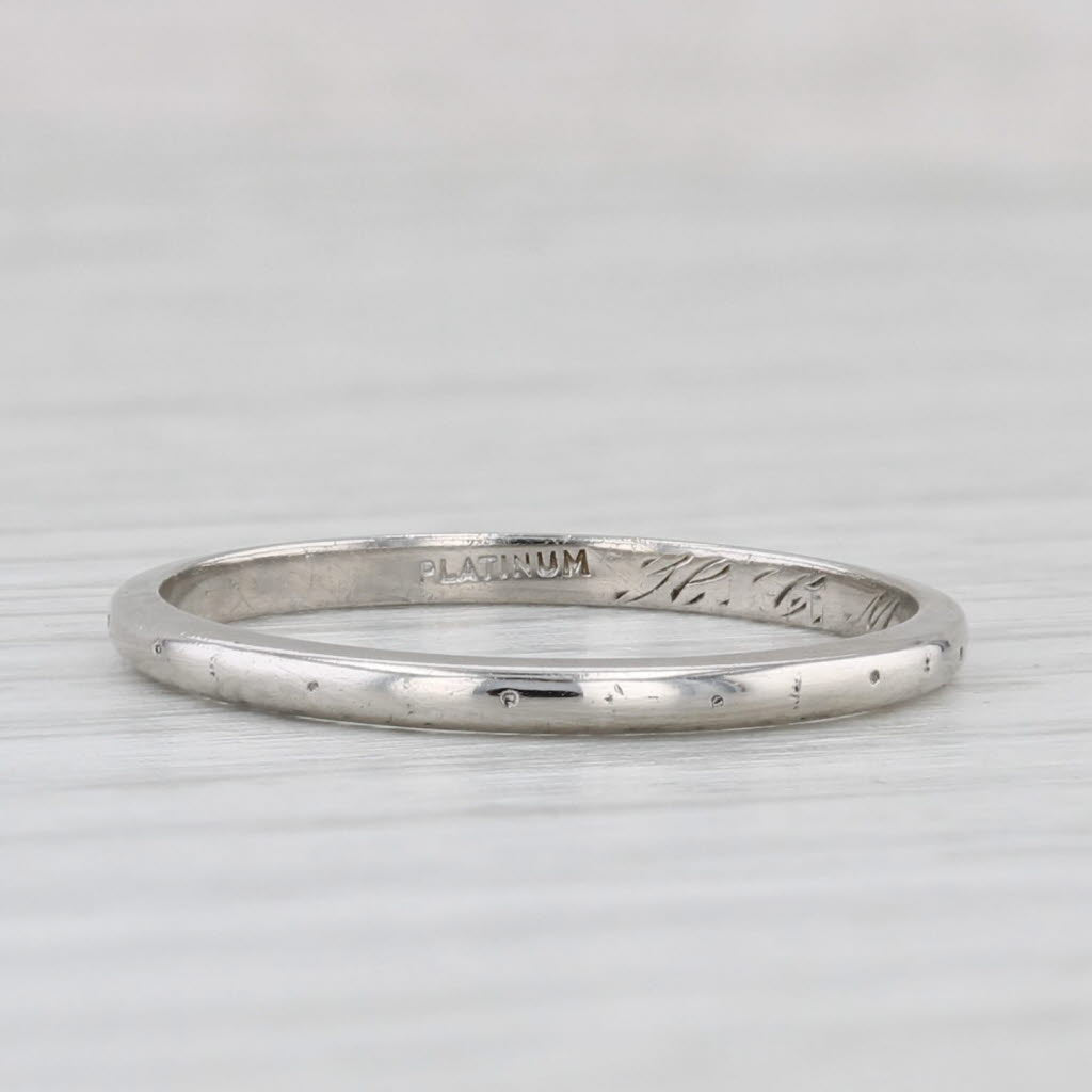 Light Gray Vintage Wedding Band Platinum Size 6.25 Ring Engraved 1921 Stackable