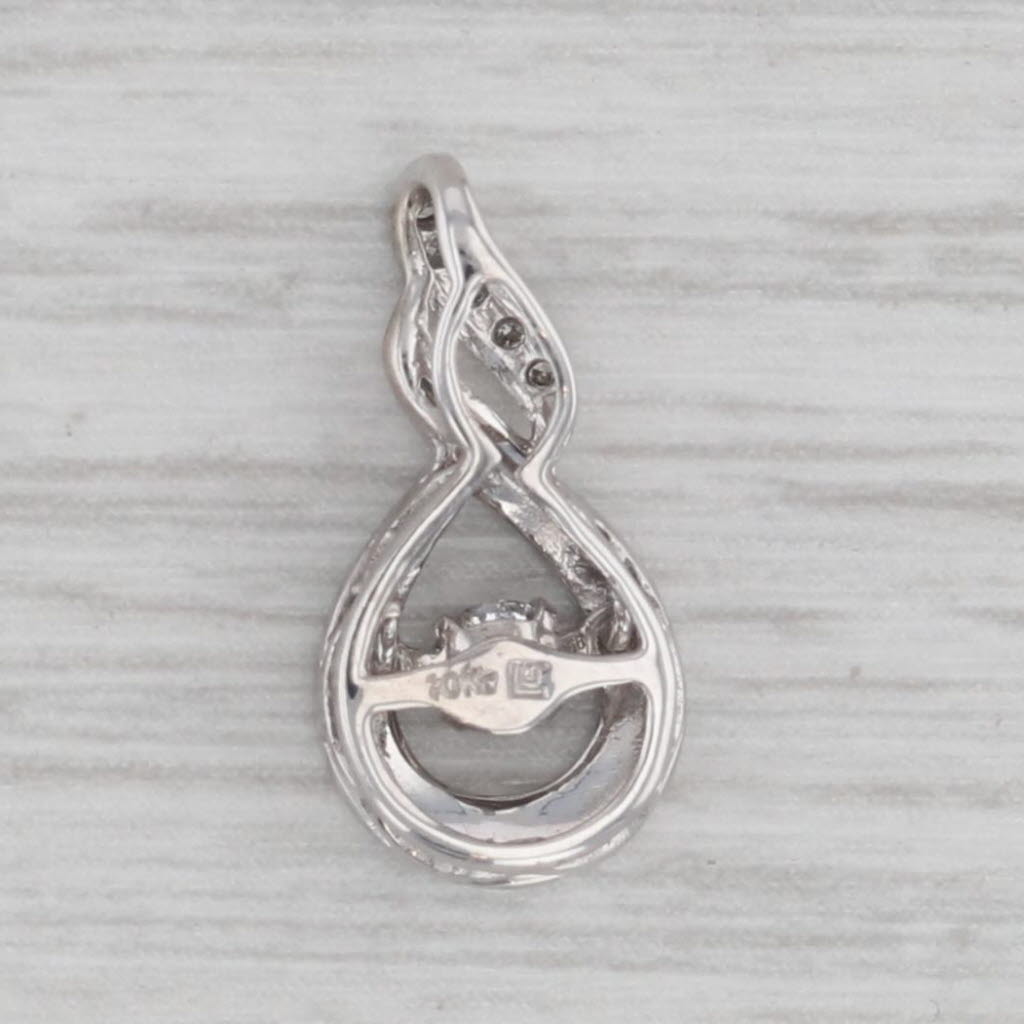 Gray 0.12ctw Round Diamond Teardrop Pendant 10k White Gold