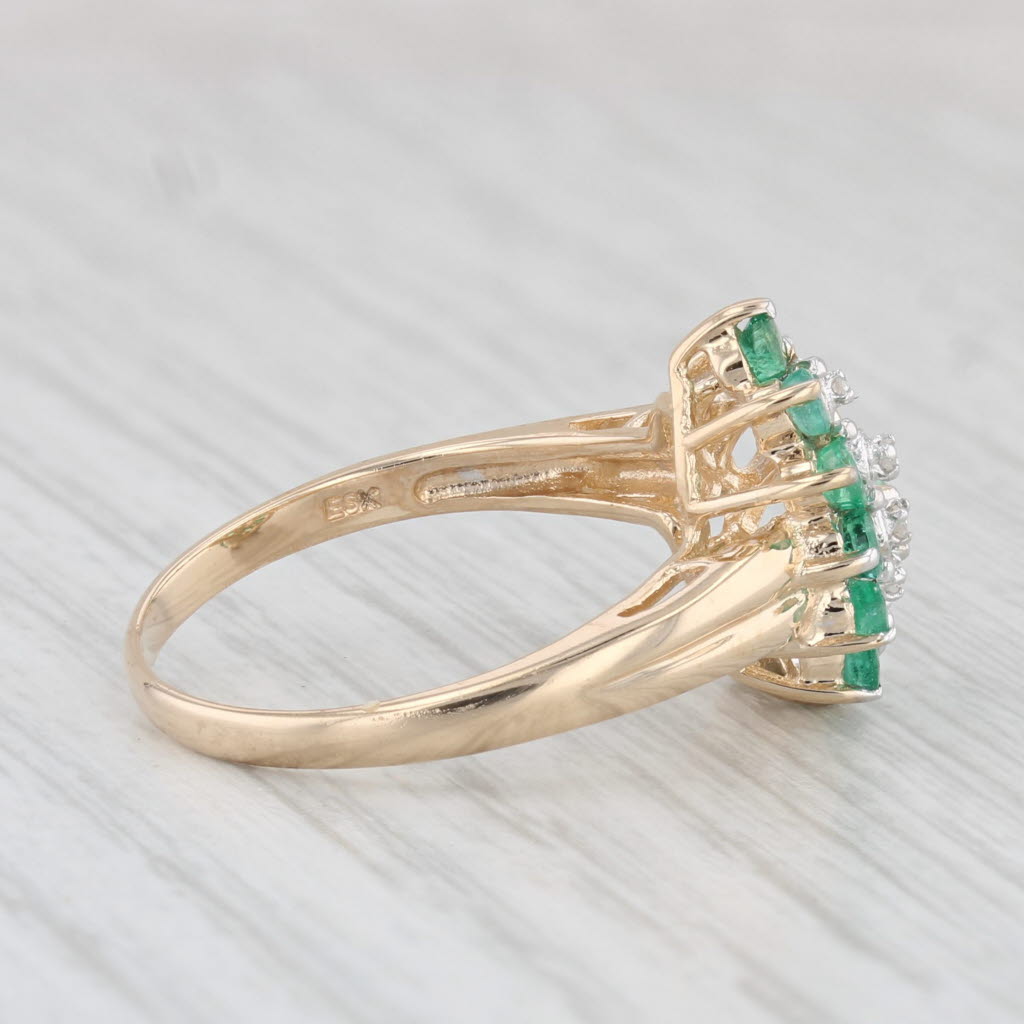 Light Gray 0.57ctw Emerald Diamond Cluster Ring 14k Yellow Gold Size 8.25