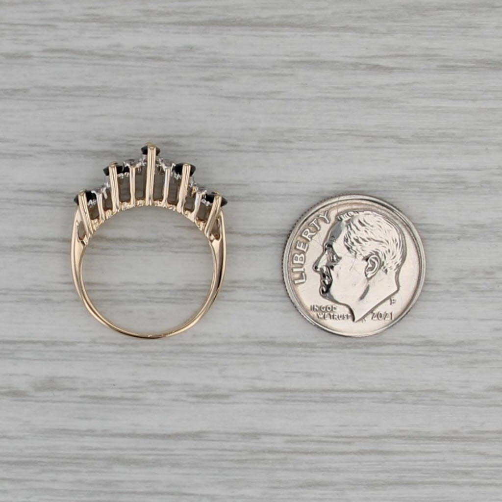 0.86ctw Diamond Sapphire Rooftop Ring 14k Yellow Gold Stackable Pyramid Size 5.5