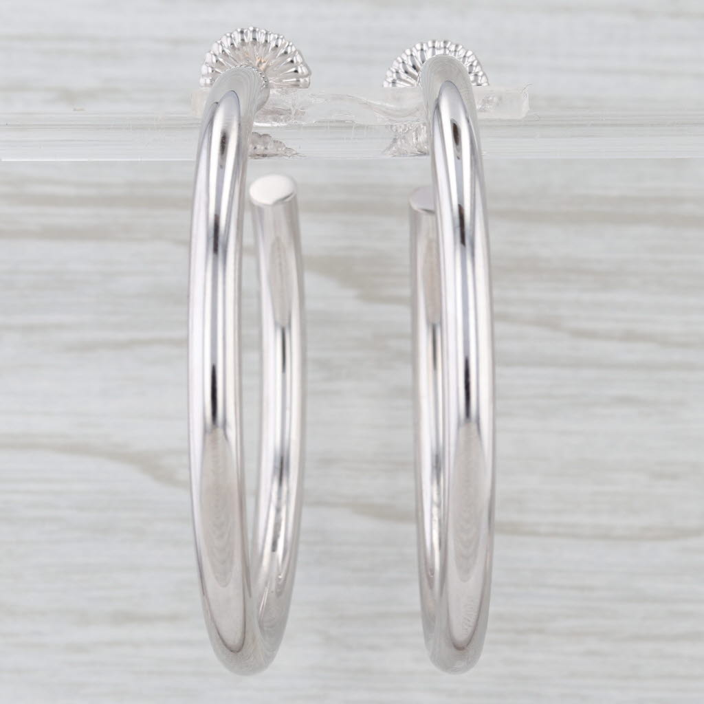 Light Gray Large Circle Hoop Earrings 14k White Gold Statement 48.5 x 4mm